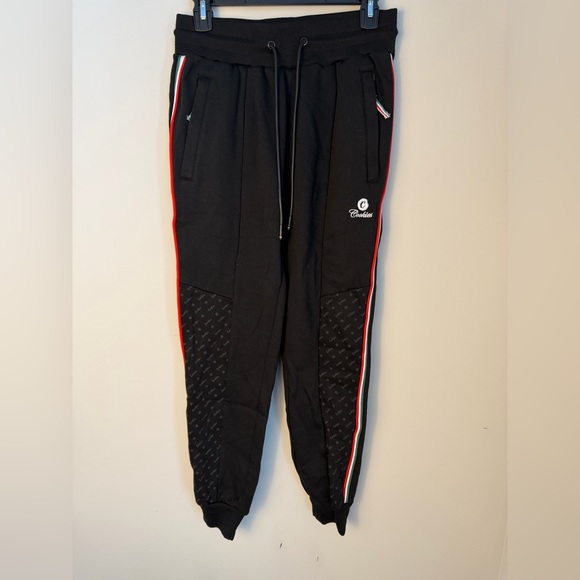 Cookies Men’s Joggers Size Small New With Tags Black Red Stripe Sweatpants - Picture 2 of 14